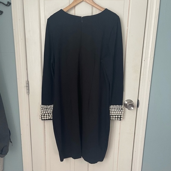 Eloquii Pearl Beaded Cuff Black Shift Dress 20 Plus Evening Cocktail Party - Picture 6 of 7